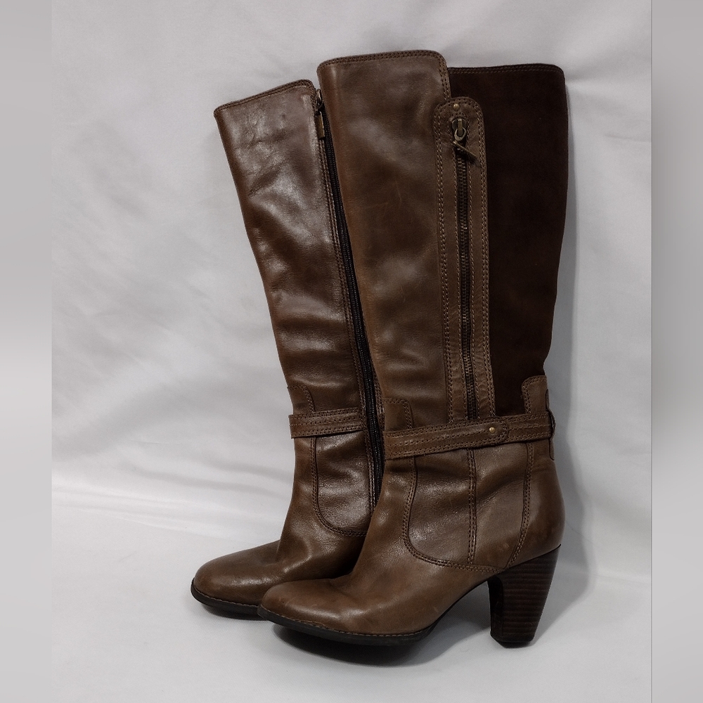 Clarks Alpine Bonnet Leather Boots Women's 8.5 Brown Boho Retro 90s Y2K